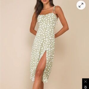 Petal & Pup Olive and White Midi Dress